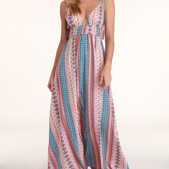 Lulus Dresses & Skirts - Maxin' Relaxin' Multi Print Maxi Dress
